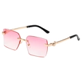Gafas de sol cuadradas sin montura con lentes degradadas rosas y calaveras doradas - Montura Dorada Degradado Rosa