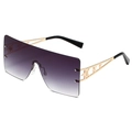 Lunettes de soleil sans monture avec verres dégradés violets et branches étoiles dorées - Monture Dorée Double Gris