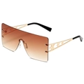 Lunettes de soleil sans monture avec branches dorées à motif étoile et verres dégradés - Monture Dorée Double Thé