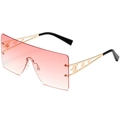 Lunettes de soleil oversize sans monture avec verres dégradés roses et branches étoilées - Monture Dorée Dégradé Rose