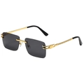 Frameless square sunglasses with gradient grey lenses and golden textured metal temples - Gold Frame Grey Lens