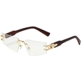 Lunettes de soleil polygonales sans monture avec branches en bois et métal doré - Monture Dorée Verre Transparent