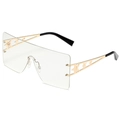 Frameless oversized sunglasses with gold metal star cutout temples and transparent lenses - Gold Frame Clear Lens