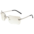 Y2K rimless sunglasses with silver butterfly rhinestones and clear gradient lenses - Silver Frame Silver Mirror