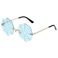 Lunettes soleil sans monture toile d'araignée avec verres bleus et branches dorées - Monture Dorée Verres Bleu Transparents