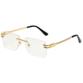 Frameless rectangular sunglasses with gold C-shaped metal hinges and gradient lenses - Gold Frame Clear Lens