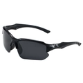 Polarized sports sunglasses with black semi-rimless frame for cycling and running - Black Frame Black Rubber Grey Lens