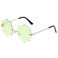 Lunettes de soleil toile d'araignée vertes sans monture avec cadre doré chic - Monture Or Vert