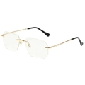 Retro rimless geometric sunglasses with gold metal temples and transparent ocean lenses - Gold Frame Clear Lens
