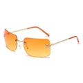 Frameless Y2K sunglasses with orange gradient lenses and golden butterfly accents - Gold Frame Orange Yellow