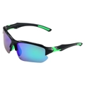 Polarized sports sunglasses with black and green frame and purple gradient lenses - Black Frame Green Mirror Lens