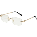 Retro rimless polygon sunglasses with gold metal frame and C-shape hinge detail - Gold Frame Clear Lens