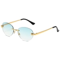 Frameless metal sunglasses with leopard head decor and blue gradient lenses - Gold Frame Gradient Green