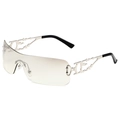 Lunettes de soleil Y2K avec verres dégradés marron clair et branches métalliques évidées - Monture Argentée Mercure Clair