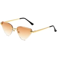 Occhiali da sole cat-eye senza montatura con stanghette leopardate e lenti sfumate - Montatura Dorata Doppia Lente Tè