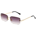 Gafas de sol rectangulares sin montura con lentes degradadas violetas y estrellas - Montura Dorada Doble Gris