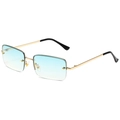 Gafas de sol rectangulares sin montura con lentes degradadas azul amarillo y estrellas - Montura Dorada Verde Degradado