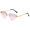 Frameless heart cat eye sunglasses with pink gradient lenses and gold leopard legs - Gold Frame Grey Pink Gradient Lenses