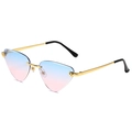 Rimless leopard sunglasses with gradient blue-pink lenses and gold metal frames - Gold Frame Blue Pink Gradient Lens