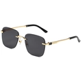 Fashionable rimless metal sunglasses with dark gray lenses and gold hardware - Gold Frame Grey Lens
