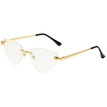 Frameless leopard heart sunglasses with gold metal temples and clear lenses - Gold Frame Clear Lens