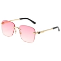 Fashionable rimless metal sunglasses with pink gradient lenses and minimalist gold frame - Gold Frame Pink Gradient