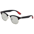 Occhiali da sole polarizzati semi-rimless neri con accenti a righe rosse sportive - Nero Opaco Montatura Argento Fotocromatico