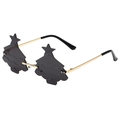 Occhiali da sole alla moda a forma di albero di Natale con aste in metallo dorato - Forma dell'albero di Natale / Montatura Oro Lente Grigia