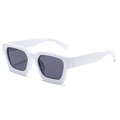 Lunettes de soleil carrées chic avec monture en PC blanc et verres gris foncé - Monture Blanc Solide Verres Gris