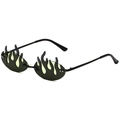 Gafas de sol de llama hip hop con lentes dobles y montura de metal negro estilo callejero - Marco Negro Verde Gris
