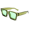 Lunettes de soleil carrées rétro à monture épaisse vert olive avec verres vert clair - Vert olive