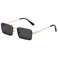 Retro rectangle sunglasses with gold metal frame and dark grey lenses for fashion - Gold Frame Grey Lens