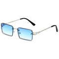 Schicke rechteckige Metall-Sonnenbrille in Silber mit blauen Verlaufsgläsern im Retro-Stil - Silberner Rahmen Blauer Verlauf
