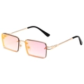 Retro Rechteck Sonnenbrille mit goldenem Metallrahmen und pinkfarbenen Verlaufsgläsern - Goldener Rahmen Rote Spiegelgläser
