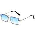 Fashionable square metal sunglasses with silver double bridge and blue gradient lenses - Gold Frame Blue Gradient
