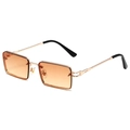 Retro small square sunglasses with gold metal frame and orange gradient lenses - Gold Frame Double Tea