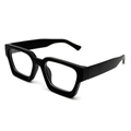 Lunettes de soleil carrées noires mates avec monture épaisse au design rétro chic - Monture Noir Mat Verre Clair