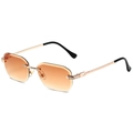 Randlose Sonnenbrille mit Verlaufsgläsern und strassbesetztem Goldmetallrahmen für Damen - Goldener Rahmen Doppelt Tee