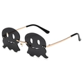 Halloween Geister-Sonnenbrille mit goldener Metallfassung und schwarzen Silhouette-Gläsern - Goldener Rahmen Graue Gläser