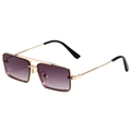 Modern square metal sunglasses with gold frame and purple gradient lenses - Gold Frame Double Grey