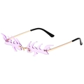 Gafas de sol de llama púrpura con montura de metal dorado para fiestas de moda - Marco Dorado Lente Púrpura