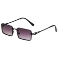 Retro rectangular sunglasses with black metal frame and purple gradient lenses - Black Frame Dual Grey