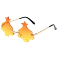 Fashionable Christmas tree sunglasses with orange gradient lenses and gold metal frame - Christmas Tree Shape / Gold Frame Orange Yellow