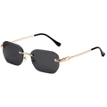 Rahmenlose Sonnenbrille mit dunkelgrauen Gläsern und goldenem diamantbesetztem Bügel - Goldener Rahmen Graue Gläser