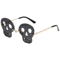 Rahmenlose Totenkopf-Sonnenbrille mit goldener Metallfassung und grauen Gläsern - Goldener Rahmen Graue Gläser