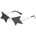 Frameless star shaped sunglasses with rose gold metal temples and dark grey lenses - Gold Frame Grey Lens