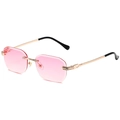 Rahmenlose Sonnenbrille mit rosa Verlaufsgläsern und eleganten goldenen Metallbügeln - Goldener Rahmen Rosa Verlauf