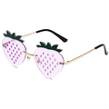 Funny strawberry shaped sunglasses with light purple lenses and gold metal frames - Gold Frame Purple Lens