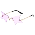 Unique rimless star-shaped sunglasses with light purple lenses and gold metal frames - Gold Frame Purple Lens