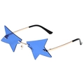 Lunettes de soleil sans monture en forme d'étoile avec verres bleus et branches dorées - Monture Dorée Verres Bleu Foncé